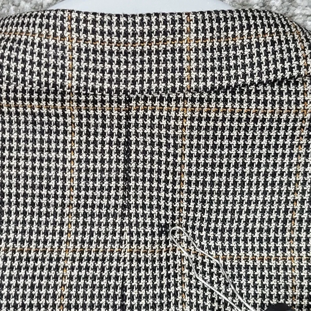 Jos. A. Bank Sport Coat 48R Portly Silk Wool Houndstooth Blazer Brown Black 7488
